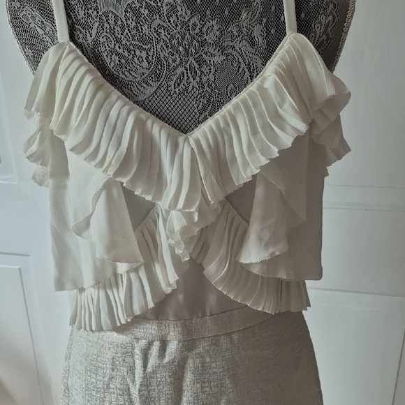 LOFT Cream Ruffle Mini Dress - Picture 4 of 4